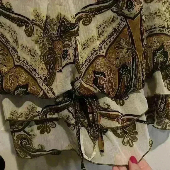 ADiva size L Brown & White Top with adjustable straps, beading and coin detail - Picture 6 of 11